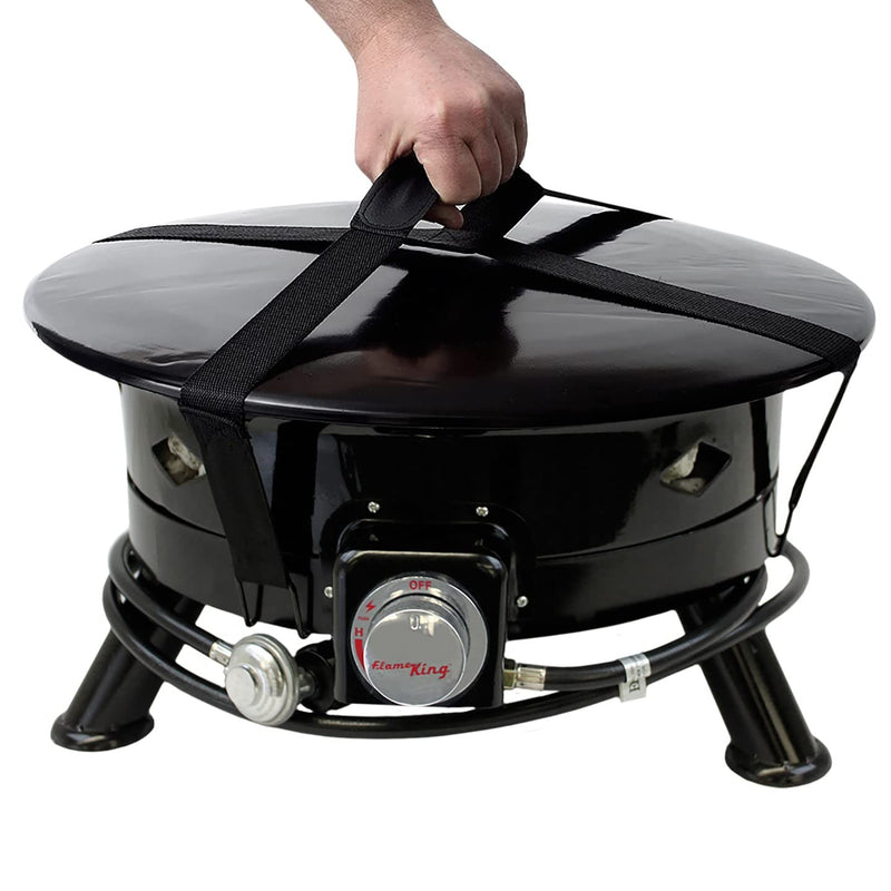 Flame King Propane Smokeless Fire Pit, 24-inch Portable Firebowl, 58K BTU with Self Igniter, Cover, & Carry Straps for RV, Camping, & Outdoor Living
