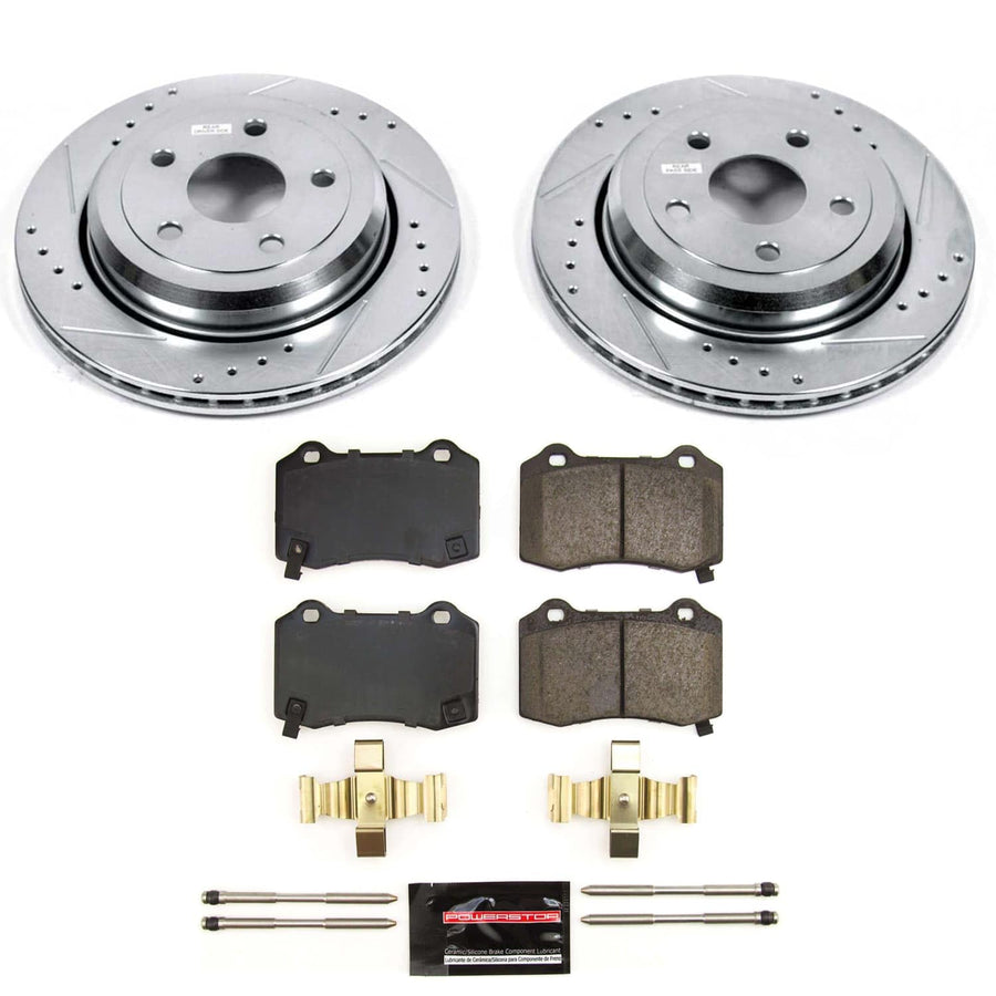 Power Stop K9148 Brake Kit For Dodge Durango 2022-2023 Z23 Carbon-Fiber Ceramic Brake Pads and Drilled and Slotted Rotors