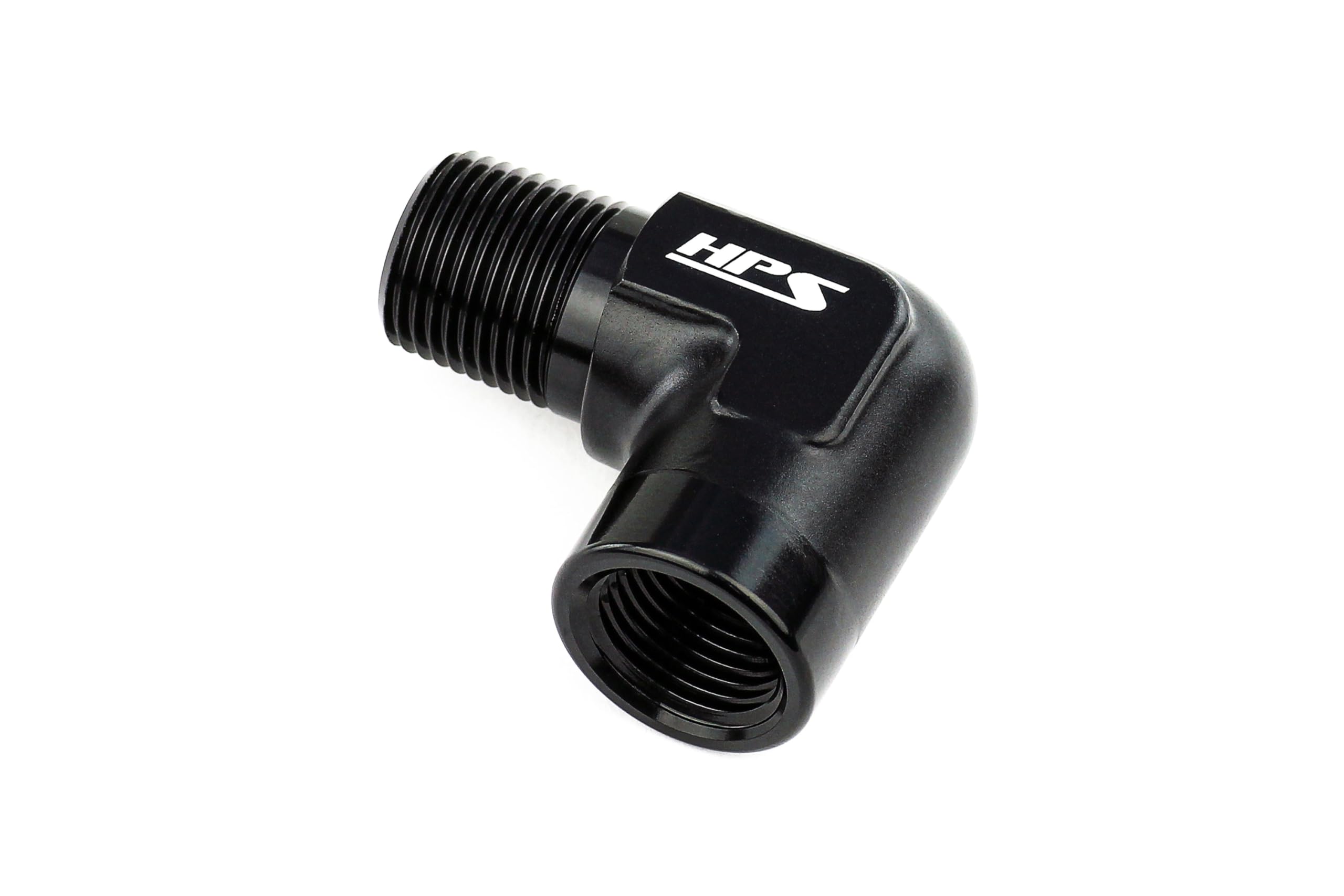 AN914-01 HPS NPT Male To NPT Female Adapter Fitting, Aluminum, Size: 1/8 NPT, Angle: 90 degree, Black