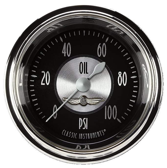 All American Tradition Classic Instruments AT181SHC 2 1/8" Oil Pressure Gauge 100 PSI Electric