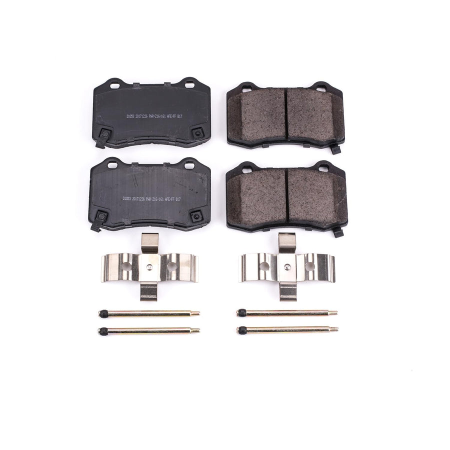 Power Stop Front Brake Kit For Cadillac CTS 2004-07 |CTS 2009-19 |STS 2006-11 |Chevrolet Camaro 2010-15 |Camaro 2017-24 |Chevrolet SS 2015-17 - Brake Pads Ceramic With Installation Hardware, 17-1053