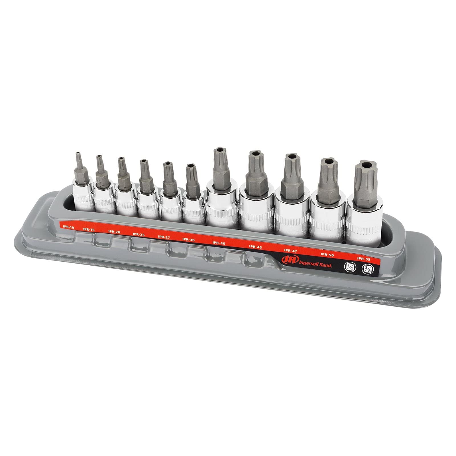 Ingersoll Rand 11 Pc. Torx Plus Tamper-Proof Bit Socket Set, S2 Steel & Chrome Vanadium, 1/4" & 3/8" Drive, IPR10–IPR55 with Storage Tray – 752032