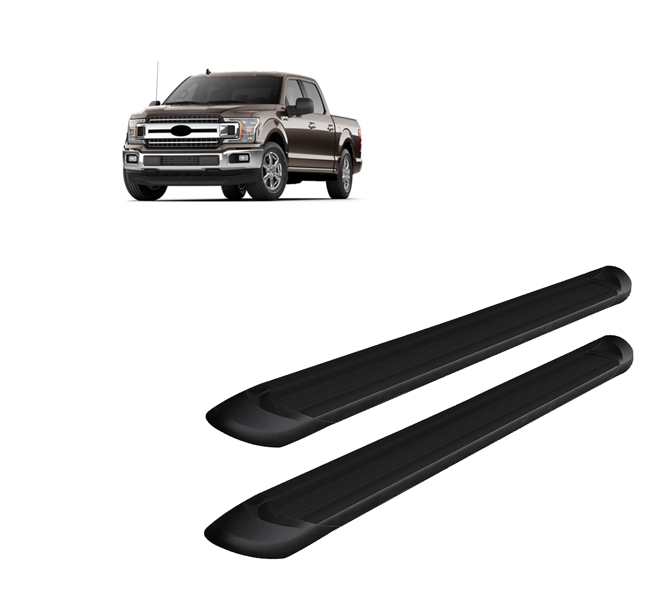 Transporter Running Boards Black Black Horse Compatible with 2015-2024 Ford F-150|2017-2024 Ford F-250 SD/F-350 SD/F-450 SD/F-550 SD Crew Cab-TR-F291