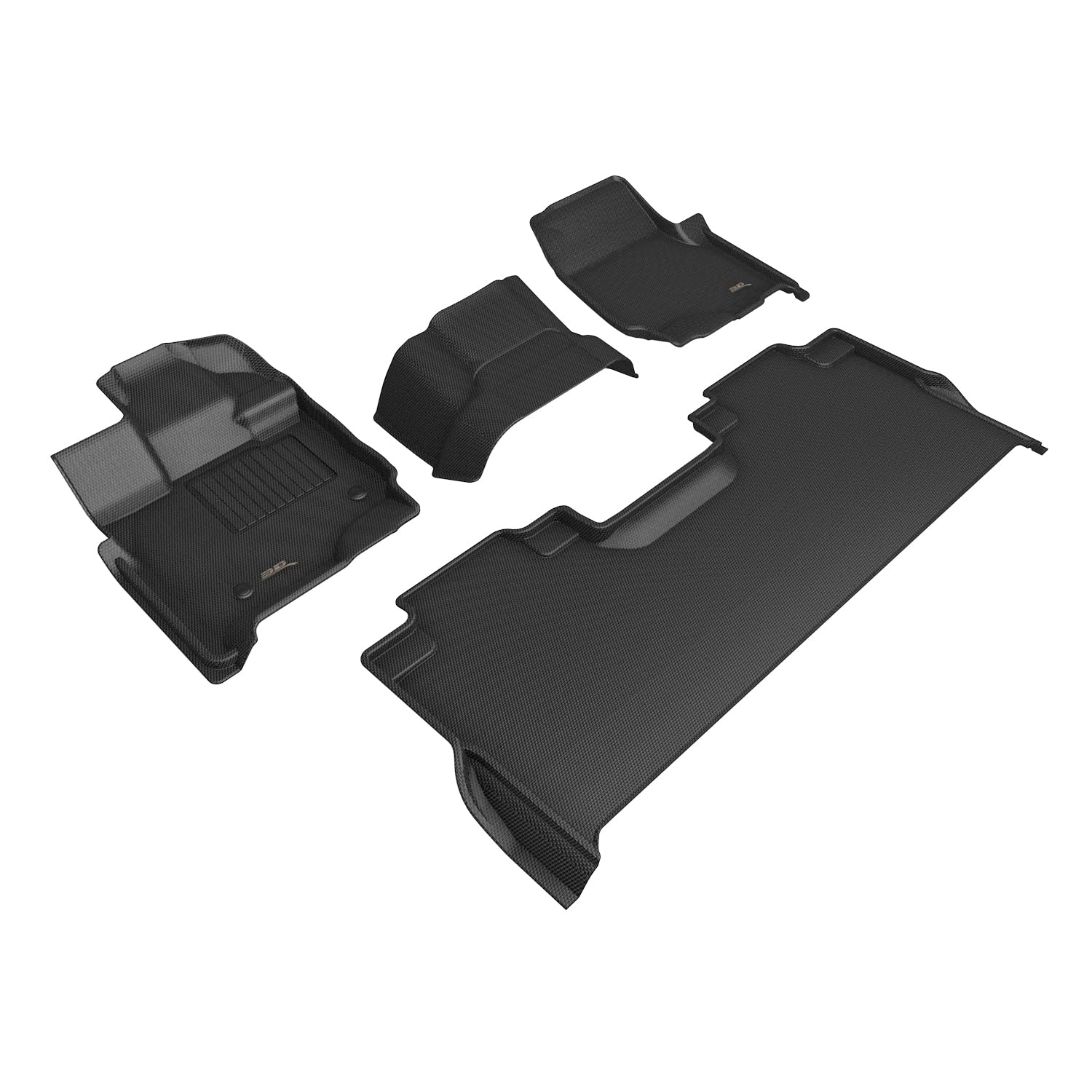 Kagu Floor Mat 3D MAXpider Custom Fit (Black) Compatible with Ford F-150 Supercrew 2015-2026 (w/ 2nd Row Underseat Storage) - Full Set