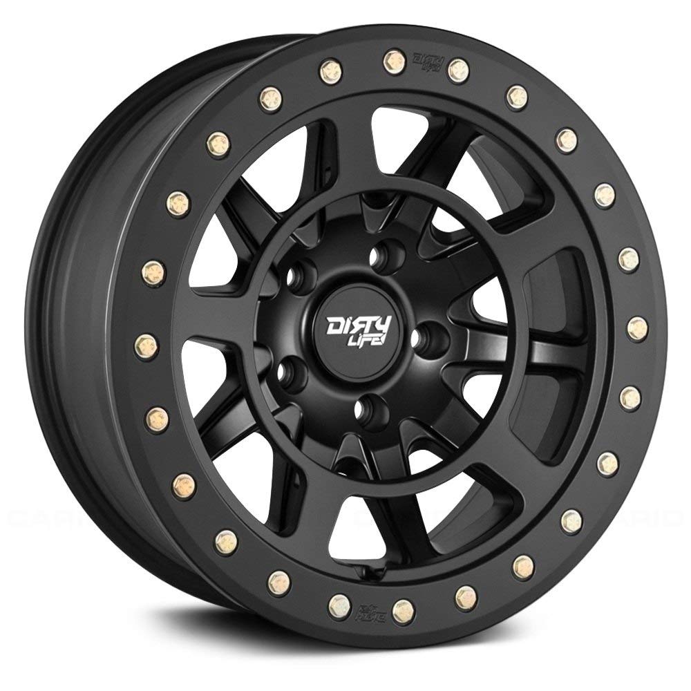 17x9 DT-2, Bolt Pattern: 5x5/, Offset: -12, MATTE BLACK W/SIMULATED RING, set of 1