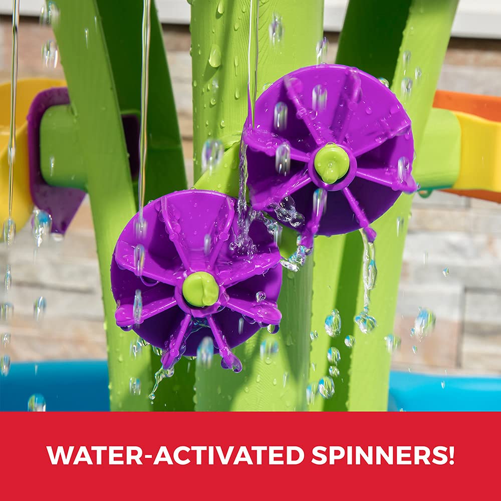 Step2 Splash Tower Summer Showers Water Table for Kids, Outdoor Kids Water Sensory Table, Ages 1.5+ Years Old, 8 Piece Water Toy Accessories, Blue & Green