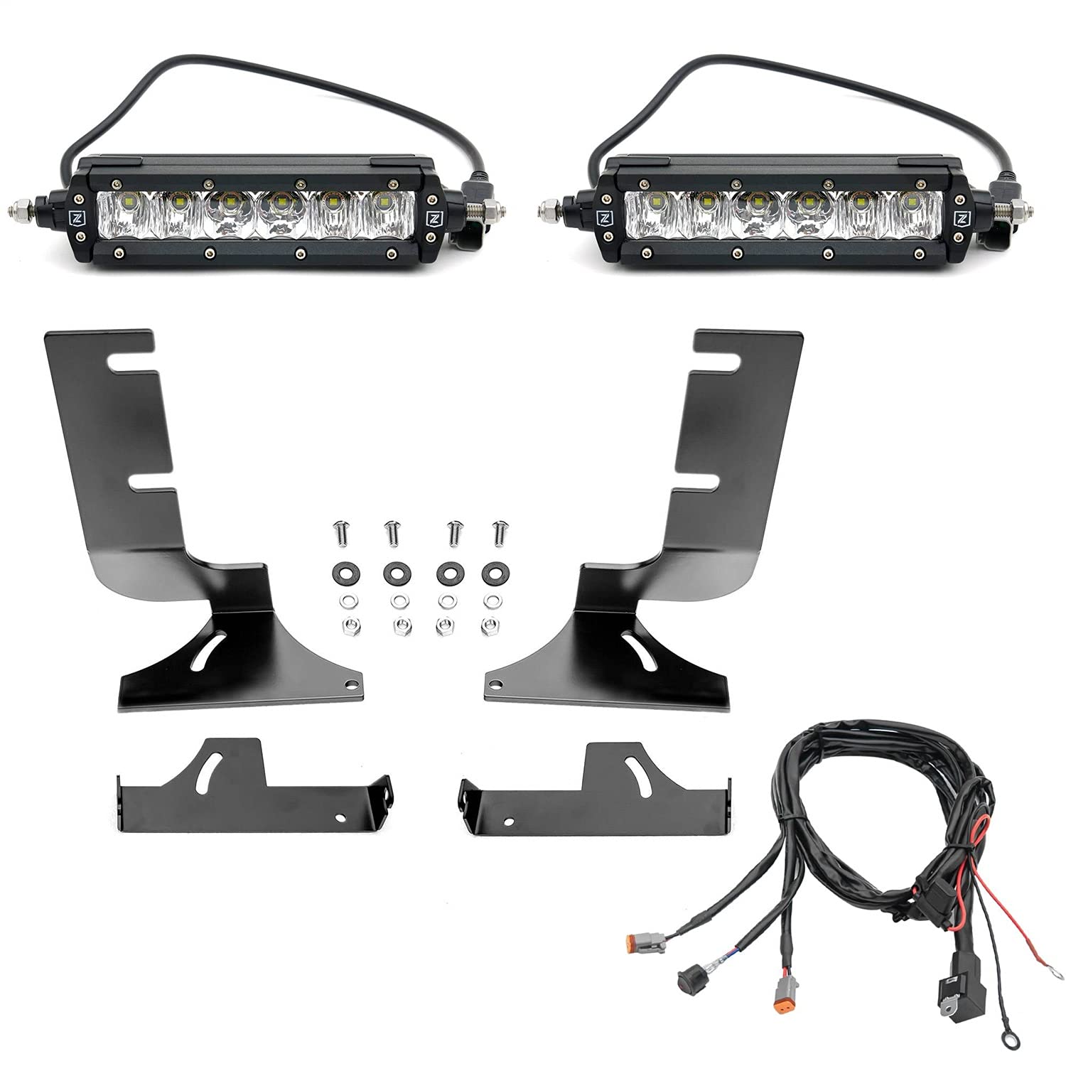 Under Rear Bumper ZROADZ LED Mounting Bracket & Kit - Compatible w/ 2019-2022 Chevrolet Silverado 1500 - with (2) 6 Inch Single Row Slim LED (Included) with Wiring Harness - PN Z382282-KIT