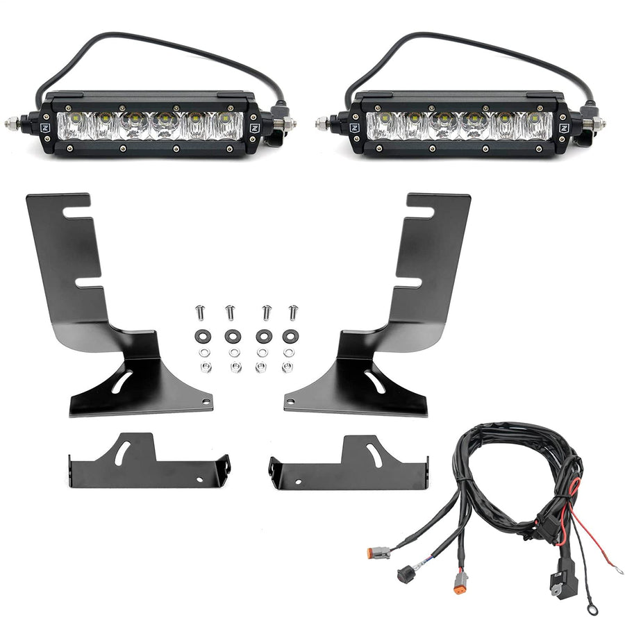 Under Rear Bumper ZROADZ LED Mounting Bracket & Kit - Compatible w/ 2019-2022 Chevrolet Silverado 1500 - with (2) 6 Inch Single Row Slim LED (Included) with Wiring Harness - PN Z382282-KIT