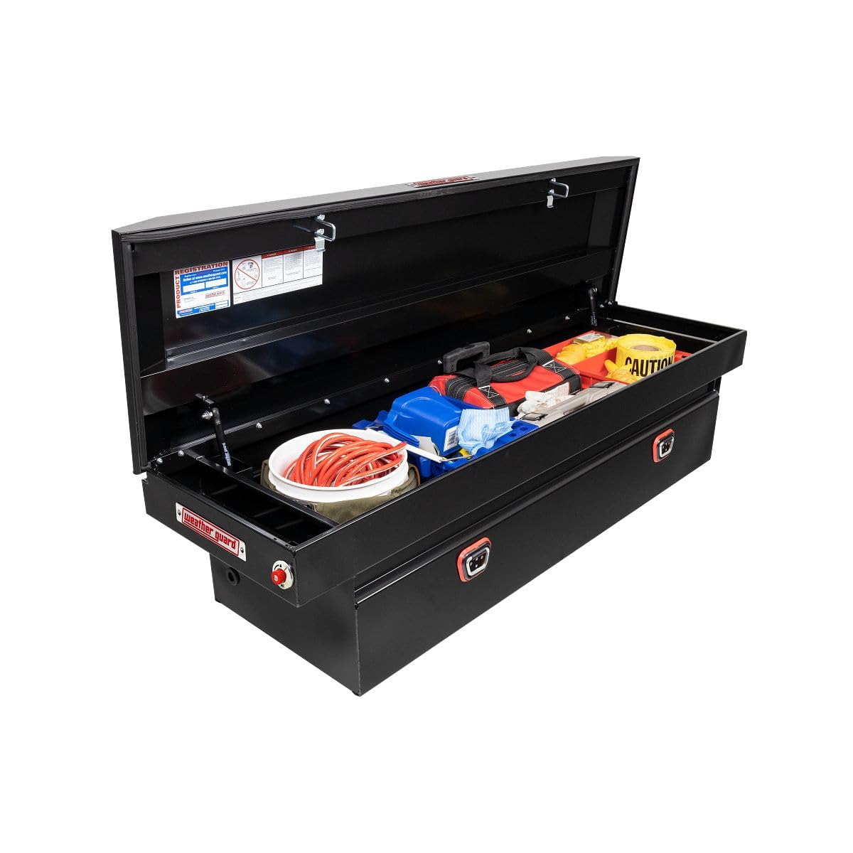 Weather Guard Saddle Truck Box Model 126-5-04, Steel, for Full Size Trucks, Standard Profile, Gloss Black, 11.0 cu ft Capacity