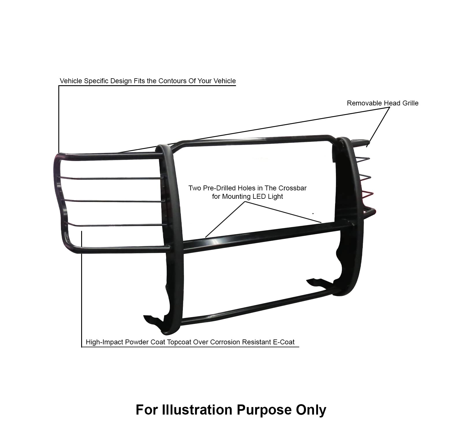 Bumper Guard Black Horse Grille brush Modular Black Compatible with 2017-2023 Ford F-250/F-350/F-450/F-550 Super Duty-17FB28MA