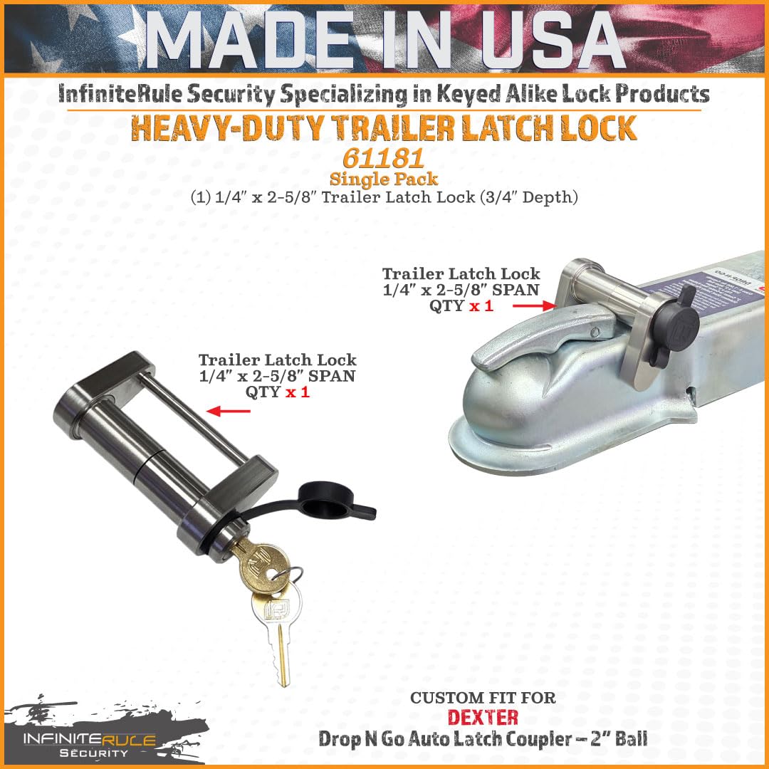 Trailer Latch Lock 61181 for Dexter Drop N Go Auto Latch Coupler - 2" Ball