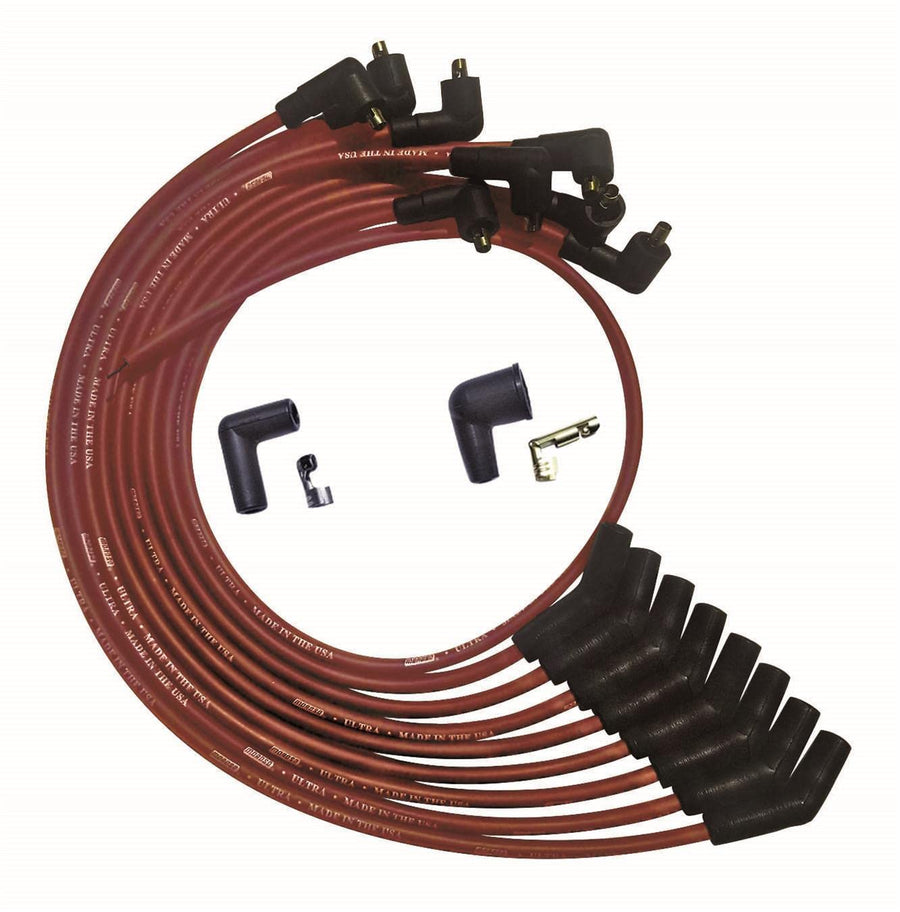 Moroso Ultra Series 52071 Red Spark Plug Wires, Ford 260/289/302, 135 Degree Plug Ends, Non HEI Distributor