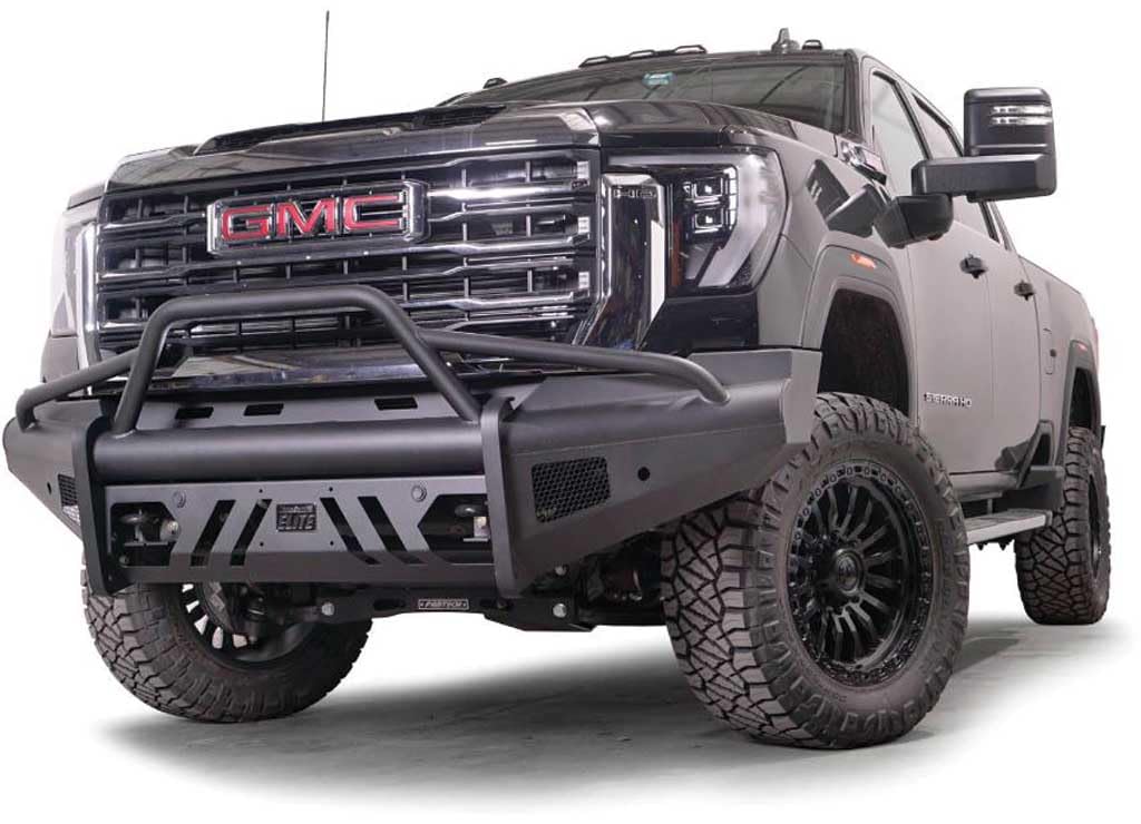 Fab Fours Elite Black Steel Front Bumper for GMC 2500/3500