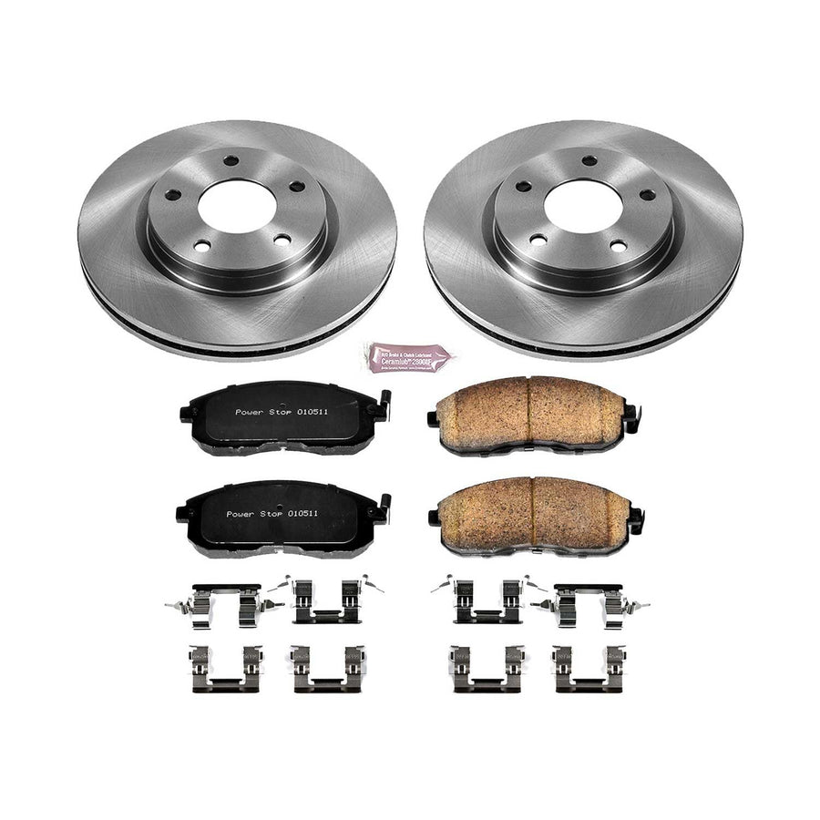 Power Stop KOE6961 Front Replacement Brake Kit-OE Brake Rotors & Ceramic Brake Pads For 2013 2014 2015 2016 2017 2018 2019 Nissan Sentra [Model Specific]