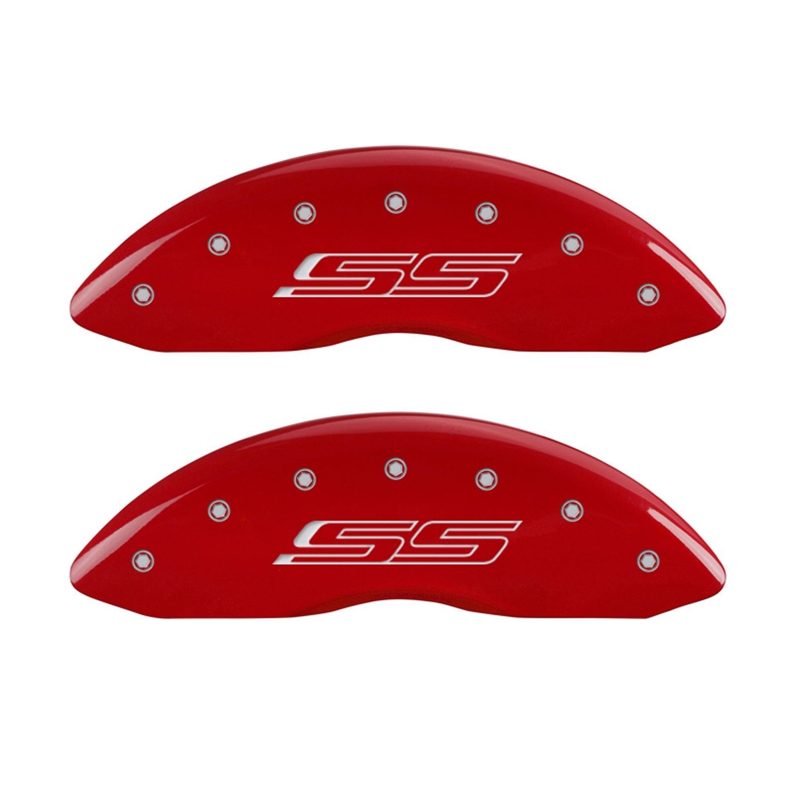 Caliper Covers MGP 14215SSS5RD with Red Powder Coat Finish, (Set of 4)