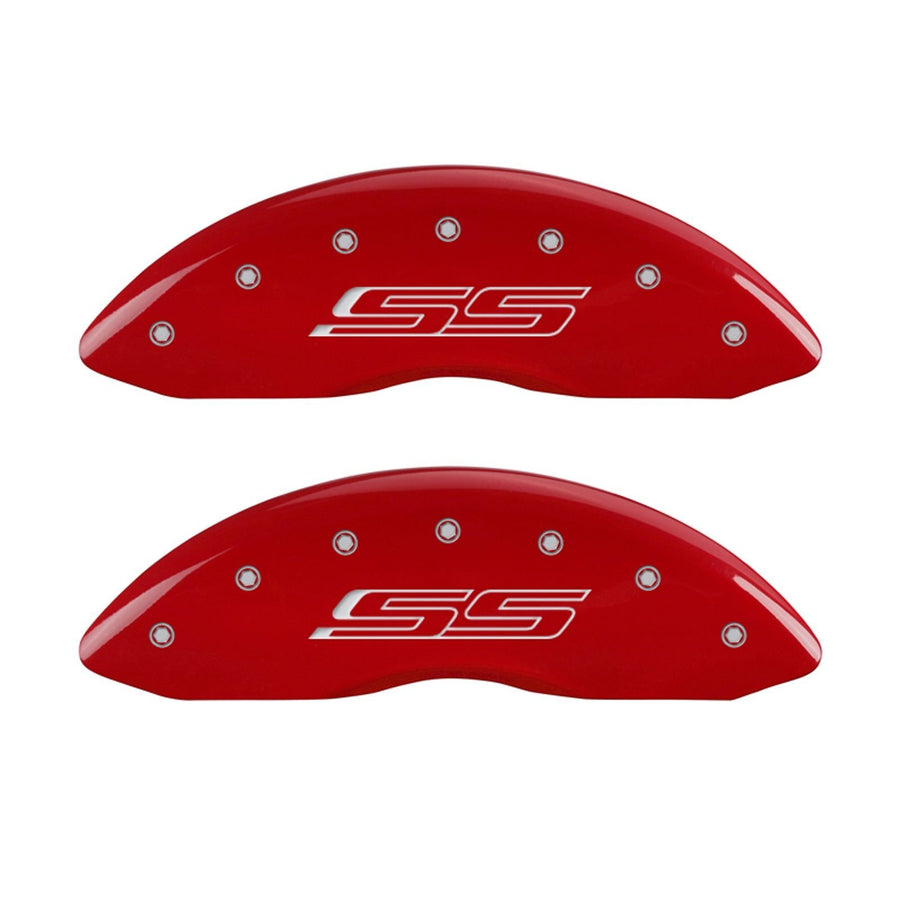 Caliper Covers MGP 14215SSS5RD with Red Powder Coat Finish, (Set of 4)