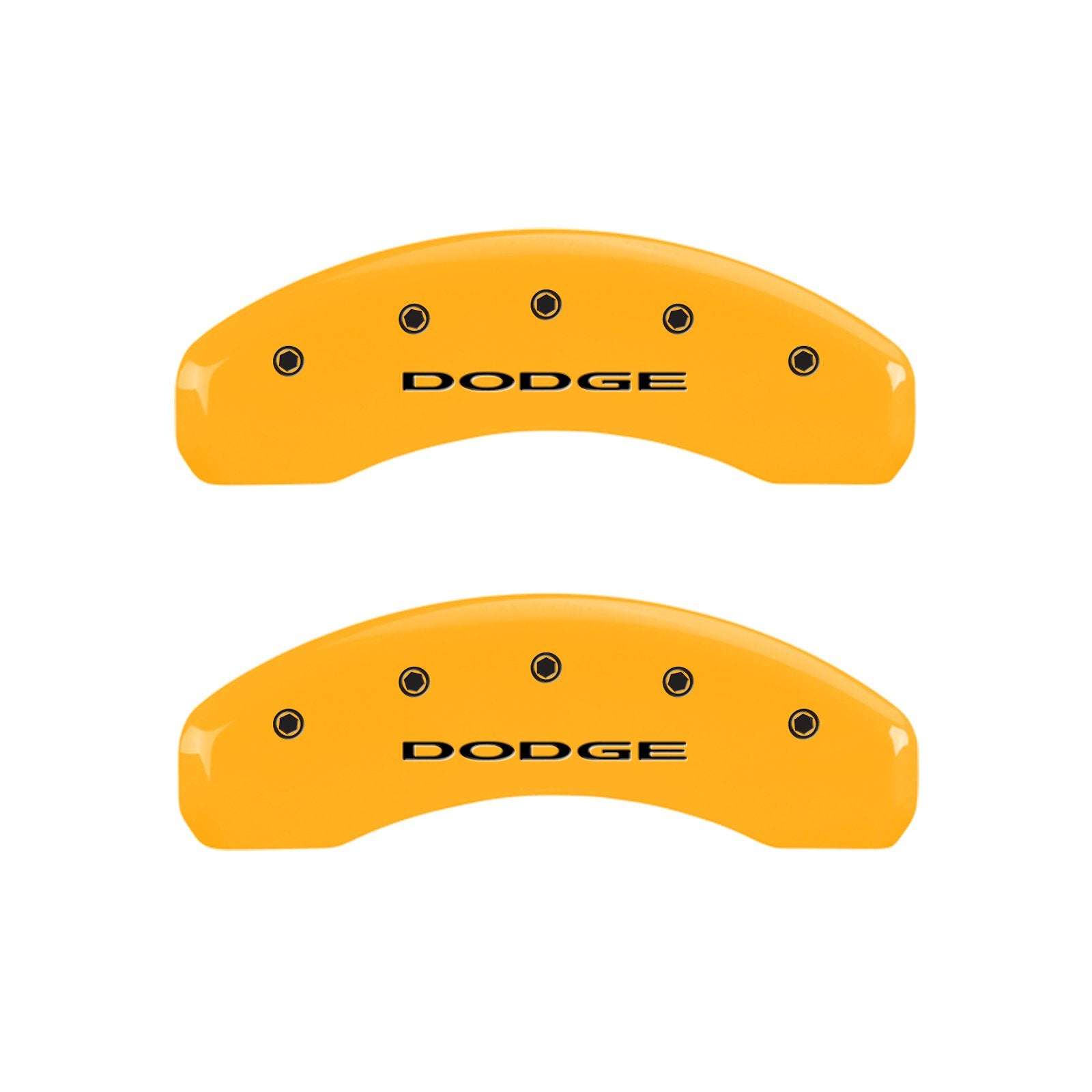 Caliper Covers MGP 12200SDD4YL, Set of 4 (Yellow Engraved Front and Rear: with Out Stripes/Dodge Powder Coat Finish Black Characters)