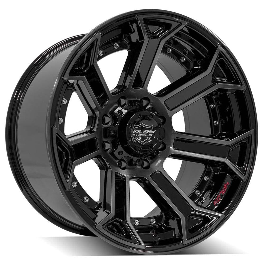 22 Inch 4PLAY Wheels 4P70 Rim Fits 8x165.1 22x12 Gloss Black Brushed with Tinted Clear (1)