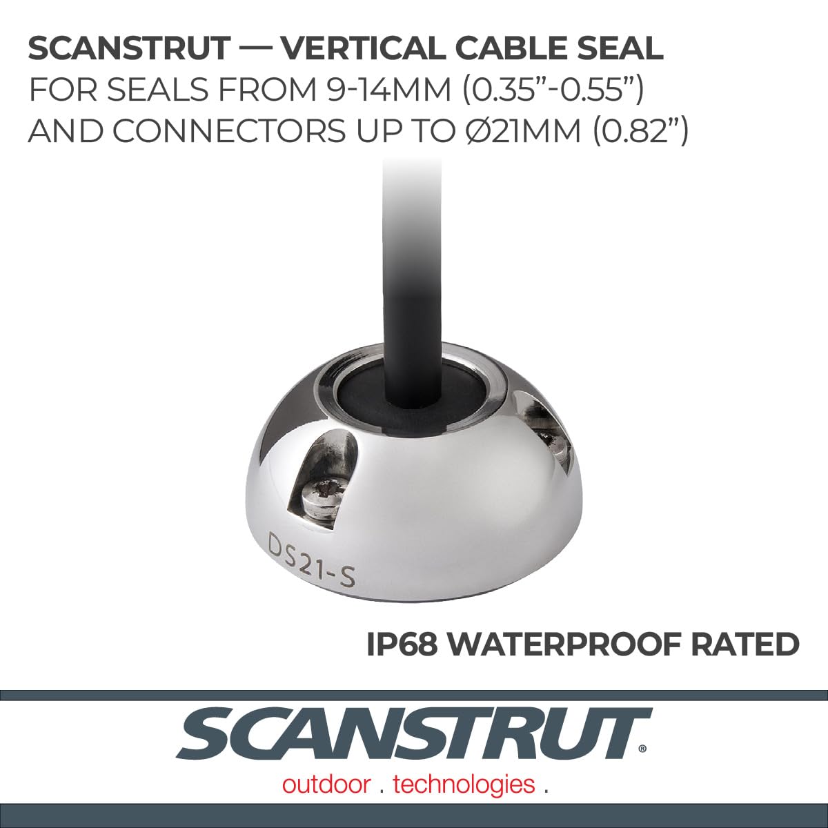 Small Cable Seal Scanstrut DS21B-S for Connectors to 0.83" and Cables 0.35"-0.55" - Stainless Steel