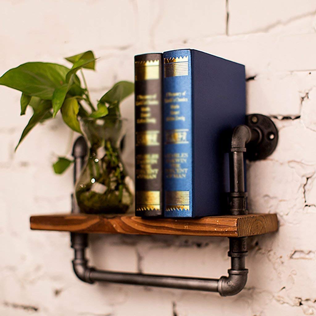YIMJ Retro Coat Rack Industrial Wall Mounted Pipe Hanging Shelving Bracket Towel Rails Rustic Modern 1 Tier Wooden Plank Towel Bar Towel Bar, A