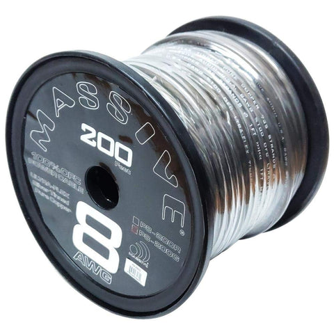 100 Foot 100% Copper 8 AWG Grey Silver Tinned Twisted Spool Wire by Massive Audio