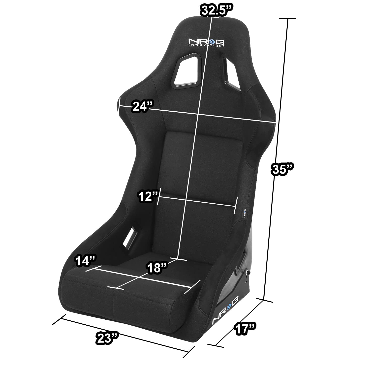 NRG Innovations Fixed Back NRG-RSC-302CF-SL Bucket Racing Seat with Universal Side Mount Bracket, Silver Carbon Fiber Back, Black/Silver