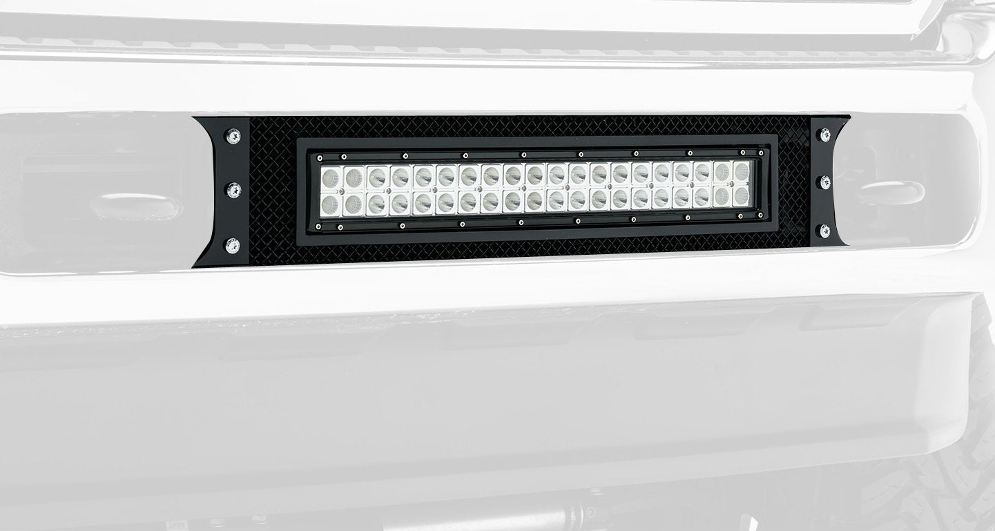 T-Rex Grilles Torch Bumper Grille 2011-2016 Super Duty, Black, 1 Pc, Bolt-On, Chrome Studs with (1) 20" LED - PN #6325461
