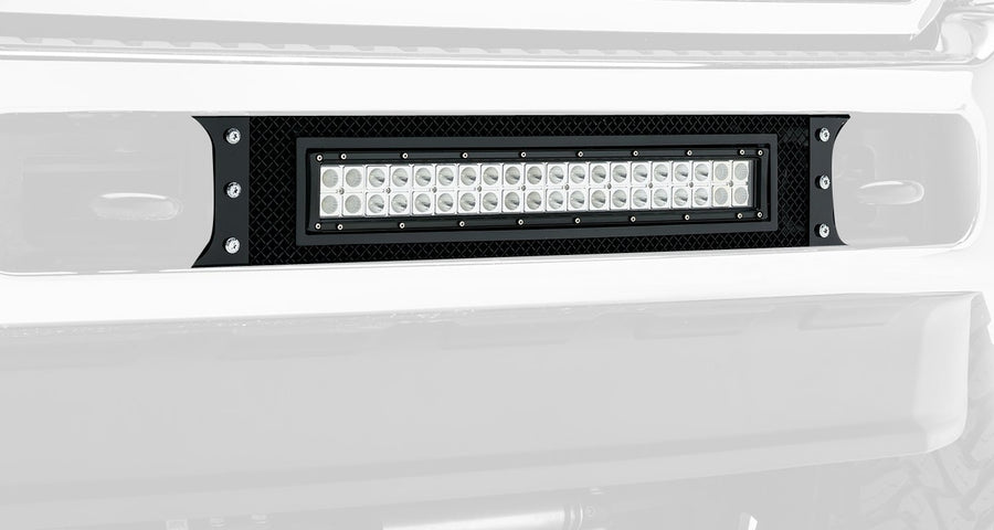 T-Rex Grilles Torch Bumper Grille 2011-2016 Super Duty, Black, 1 Pc, Bolt-On, Chrome Studs with (1) 20" LED - PN #6325461