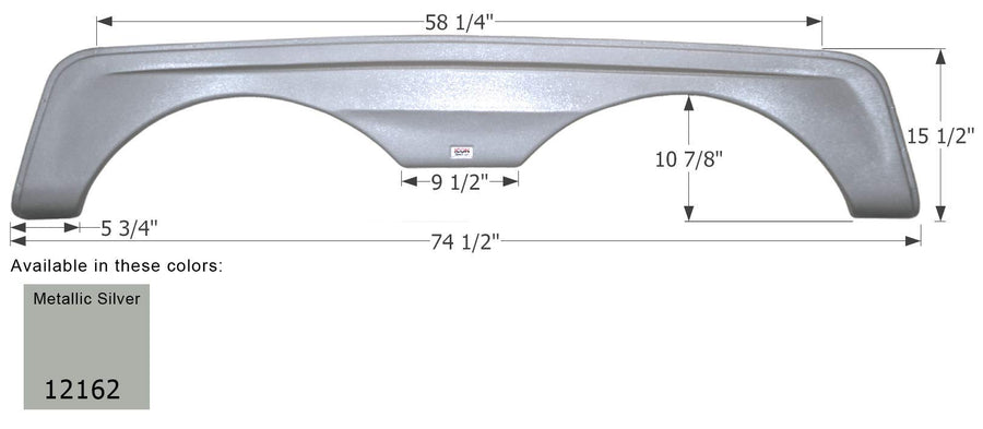Tandem Axle Fender Skirt ICON 12162 for Holiday Rambler - Metallic Silver