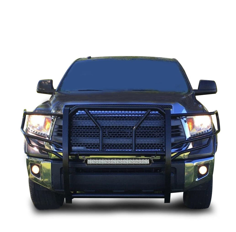 Heavy Duty Black Horse RUGGED Grille Brush Bumper Guard Modular Come with 20" Double Row LED Light Compatible with 2007-2020 Toyota Tundra|2008-2022 Toyota Sequoia-RU-TOTU07-B-KIT