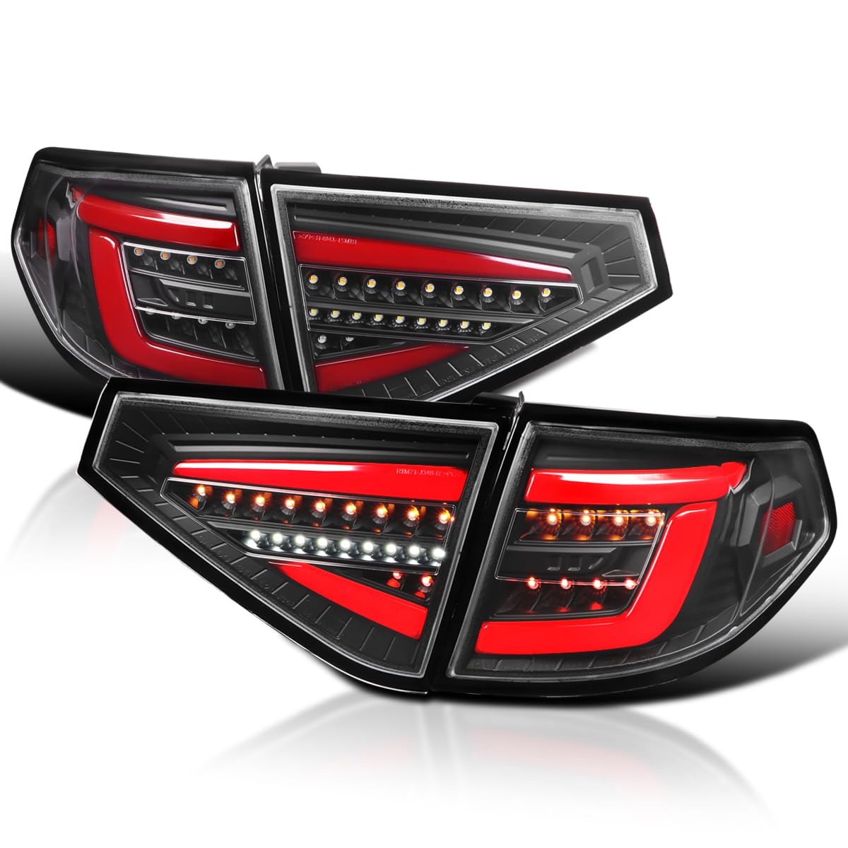 Black Sequential Tail Lights w/Red LED Bar SPEC-D TUNING Compatible with 2008-2014 Subaru Impreza WRX Hatchback, Left + Right Pair Assembly