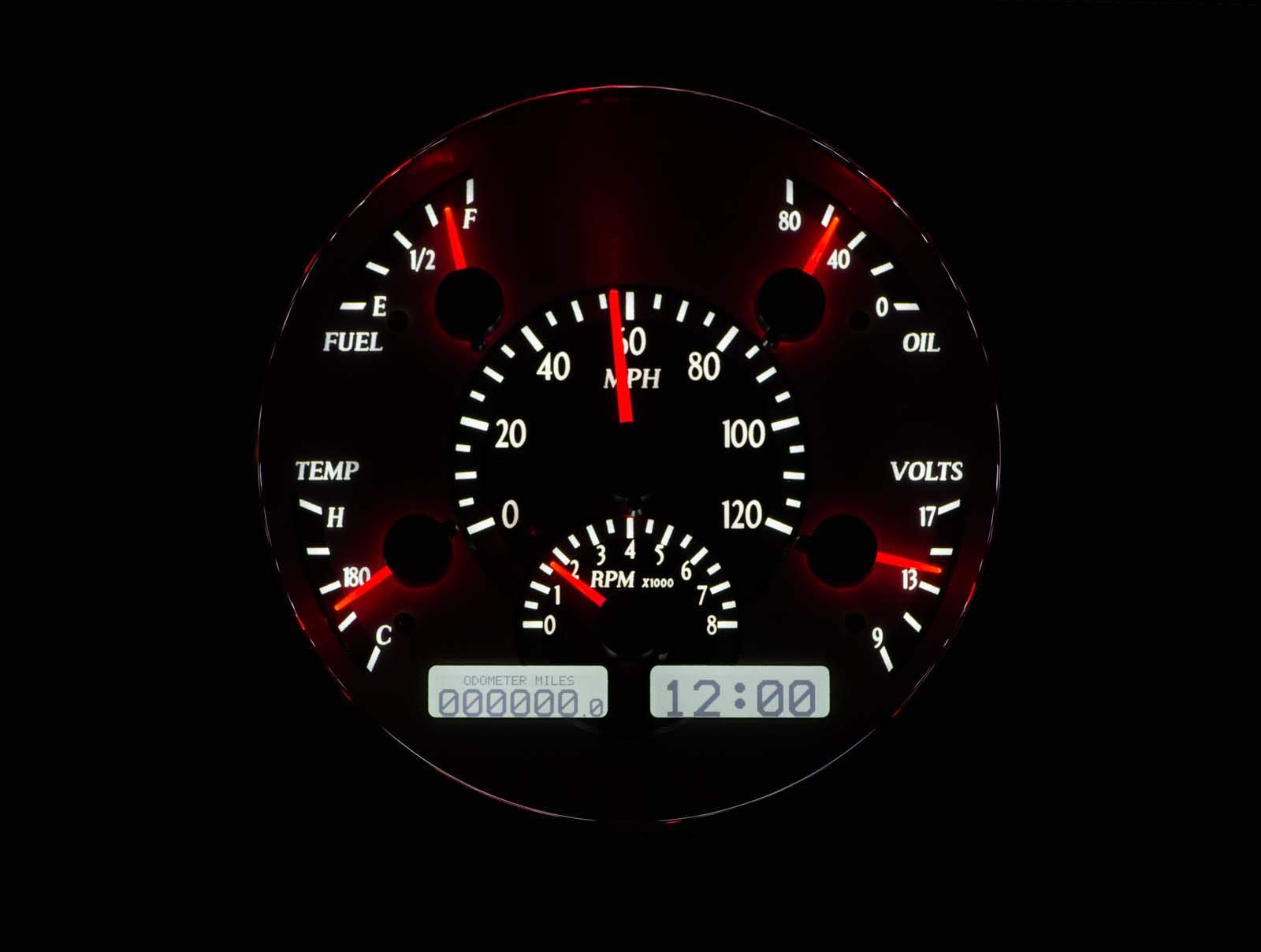 Dakota Digital VHX-49F-S-W Analog Dash Gauges System Compatible with 1949-50 Ford Car Silver Alloy White Backlighting
