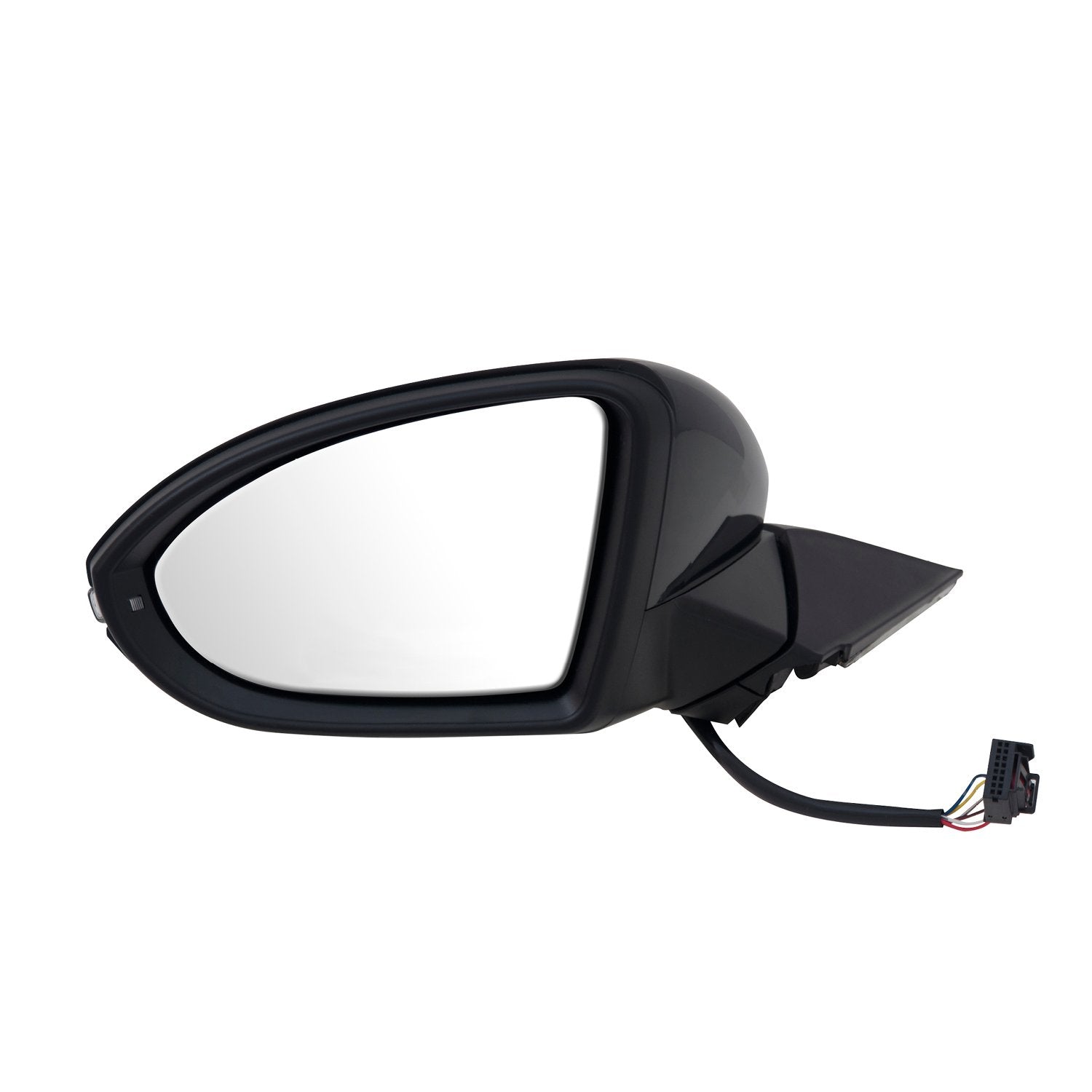 Driver Side Fit Mirror for Volkswagen Golf, Textured Black w/PTM Cover, w/Turn Signal, Foldaway, w/o Puddle lamp, w/o Memory, Heated Power
