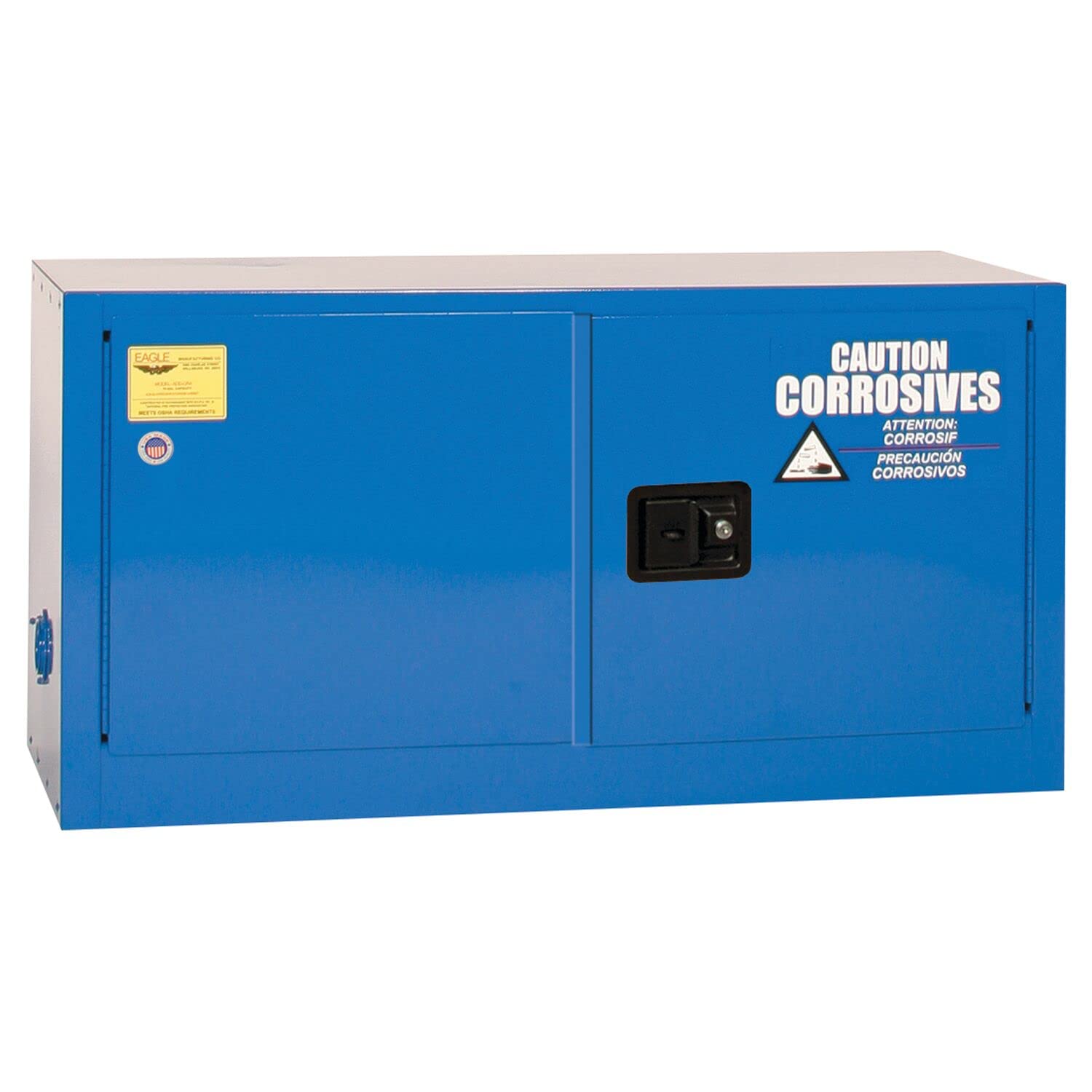 Eagle 15 Gallon Acid and Corrosive Steel Add On Safety Cabinet, 1 Shelf, 2 Self Closing Doors, Made in The USA, Blue, ADDCRA14X