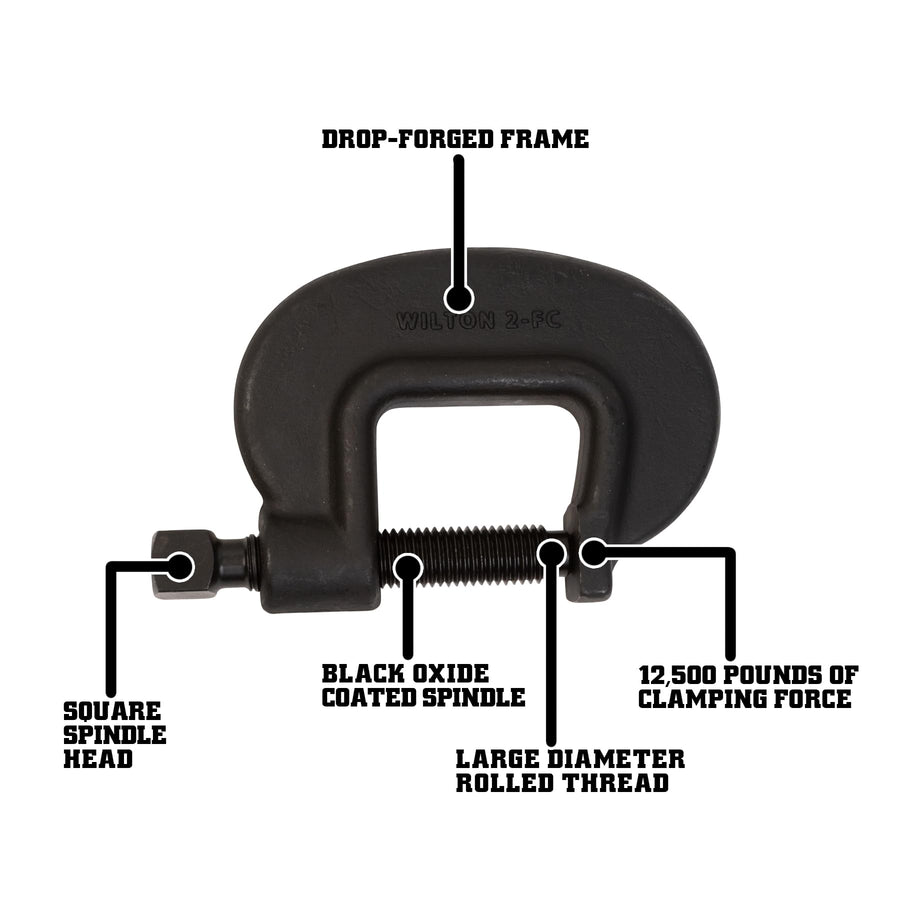 Brute Force Wilton C-Clamp, 2-5/16" Opening, 1-7/8" Throat, 12500 Lbs. Clamping Force (Model 2 F.C.)