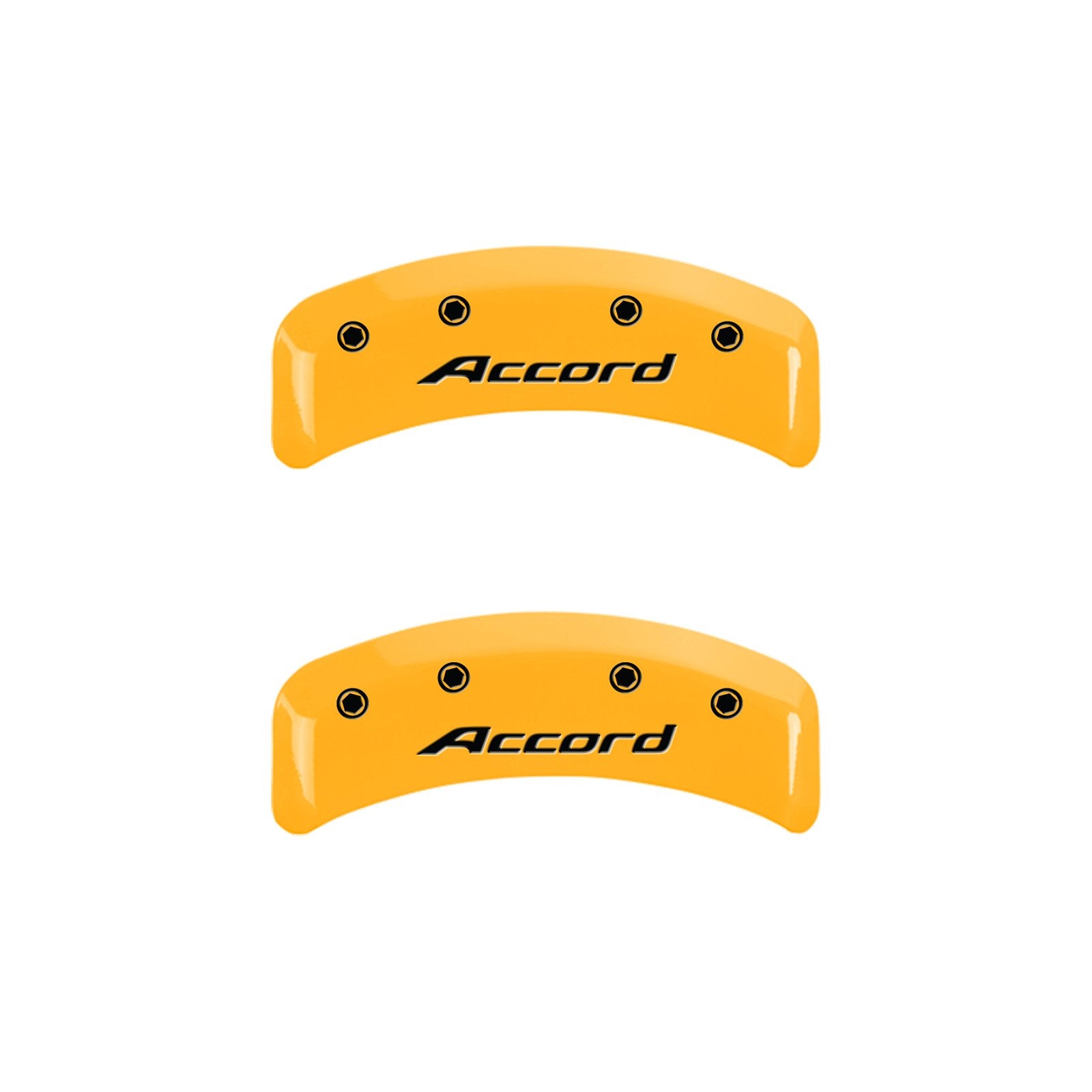 Caliper Covers MGP 20130SACCYL, Set of 4 (Yellow Engraved Front: Accord - Engraved Rear: Accord Powder Coat Finish Black Characters)