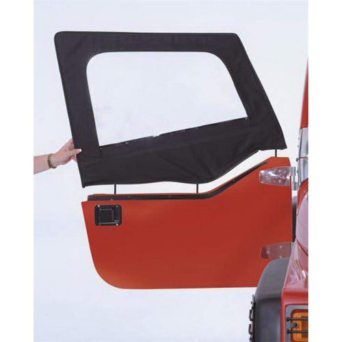 RAMPAGE PRODUCTS Door Skins Factory Replacement for Jeep Wrangler TJ | Clear Windows, Vinyl, Black Denim | 89715 | Fits 1997-2002 Jeep Wrangler TJ with Soft Upper Doors