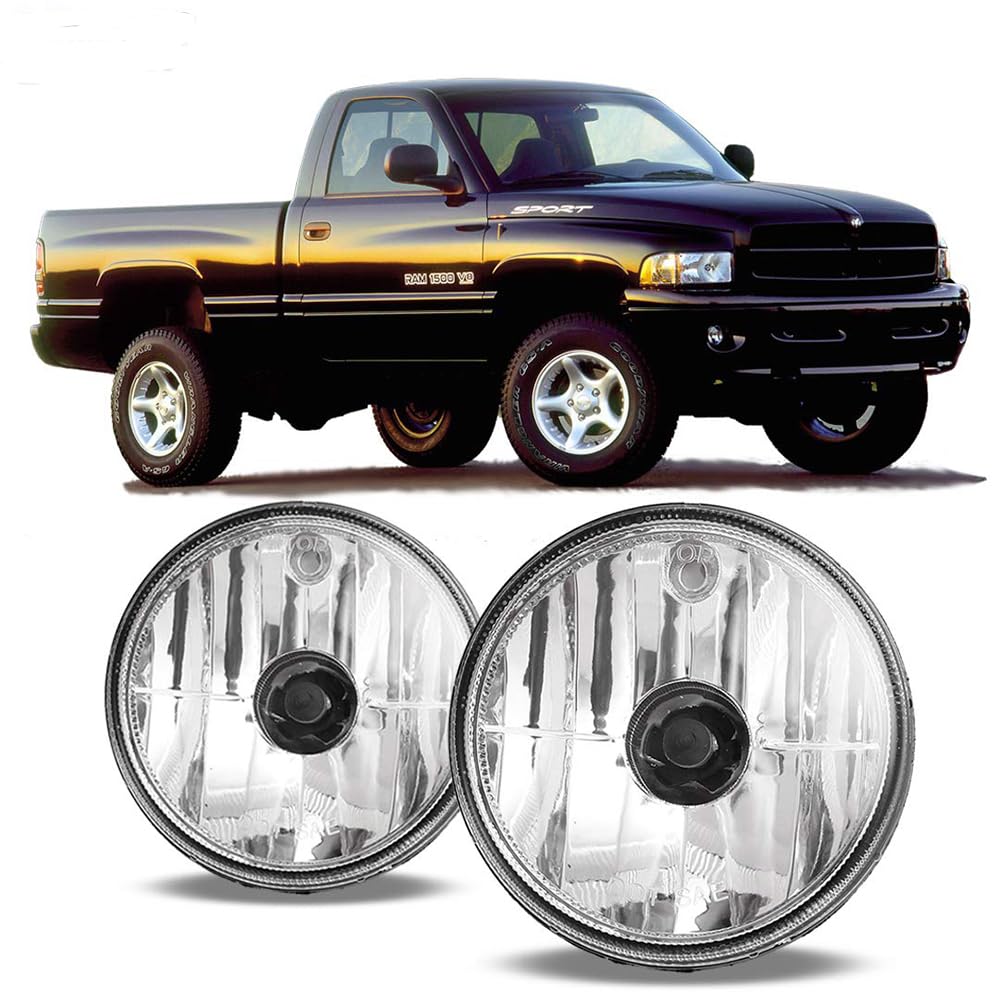 Winjet Clear Lens Driving Fog Lights Compatible with [1999 2000 2001 2002 Dodge RAM Sport]