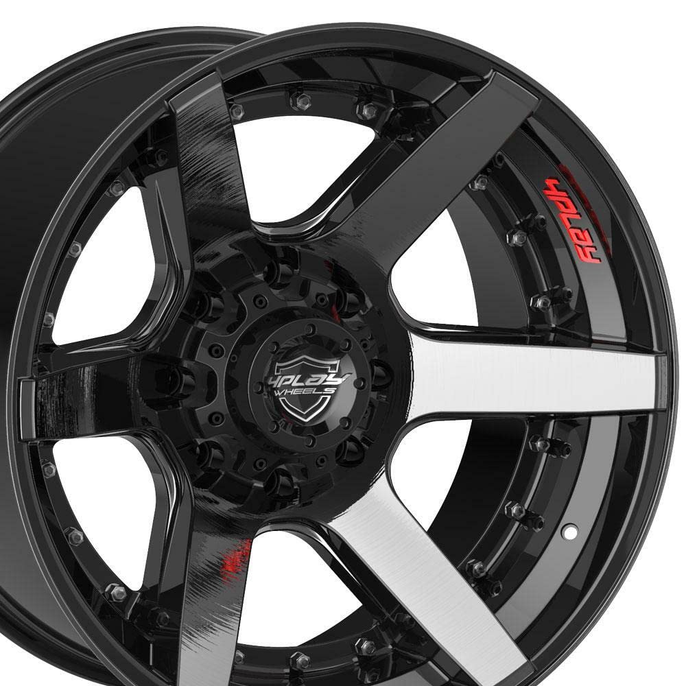 4PLAY Wheels 4P60-20100-8650-24BBT Painted Brushed Black Wheel (20 x 10. inches /8 x 165 mm, -24 mm Offset)