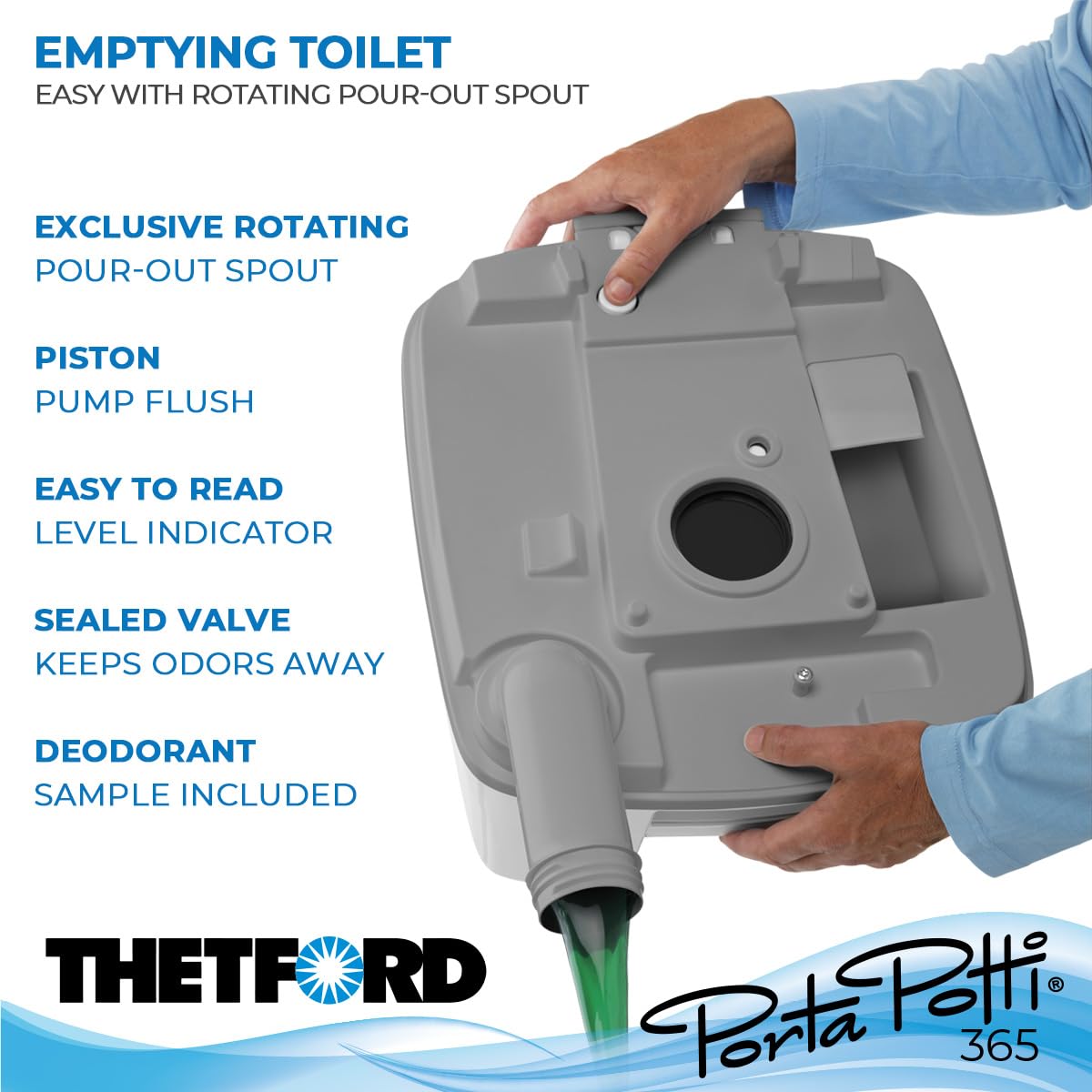 Thetford Porta Potti 365 Portable Toilet Porta Potti (for RV, Marine, Camping, Vans, Trucks, Healthcare) 92820, White