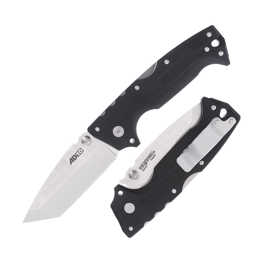 AD-10 COLD STEEL 3.5" S35VN Steel Ultra-Sharp Tanto Point Blade 5.25" G-10 Handle Tactical Folding Knife with Tri-Ad Locking Mechanism
