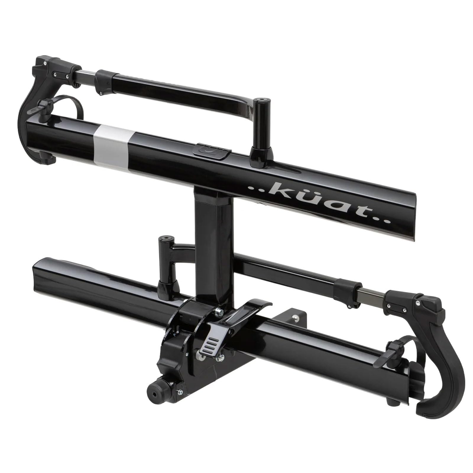 KUAT 2.0 Sherpa Durable Lightweight Aluminum Compact 2 Bike Transporting Hitch Rack with Cable Lock & Foldable Tire Cradles | Capacity - 40 Lbs per Tray, Black Metallic & Gray Anodize, 2"