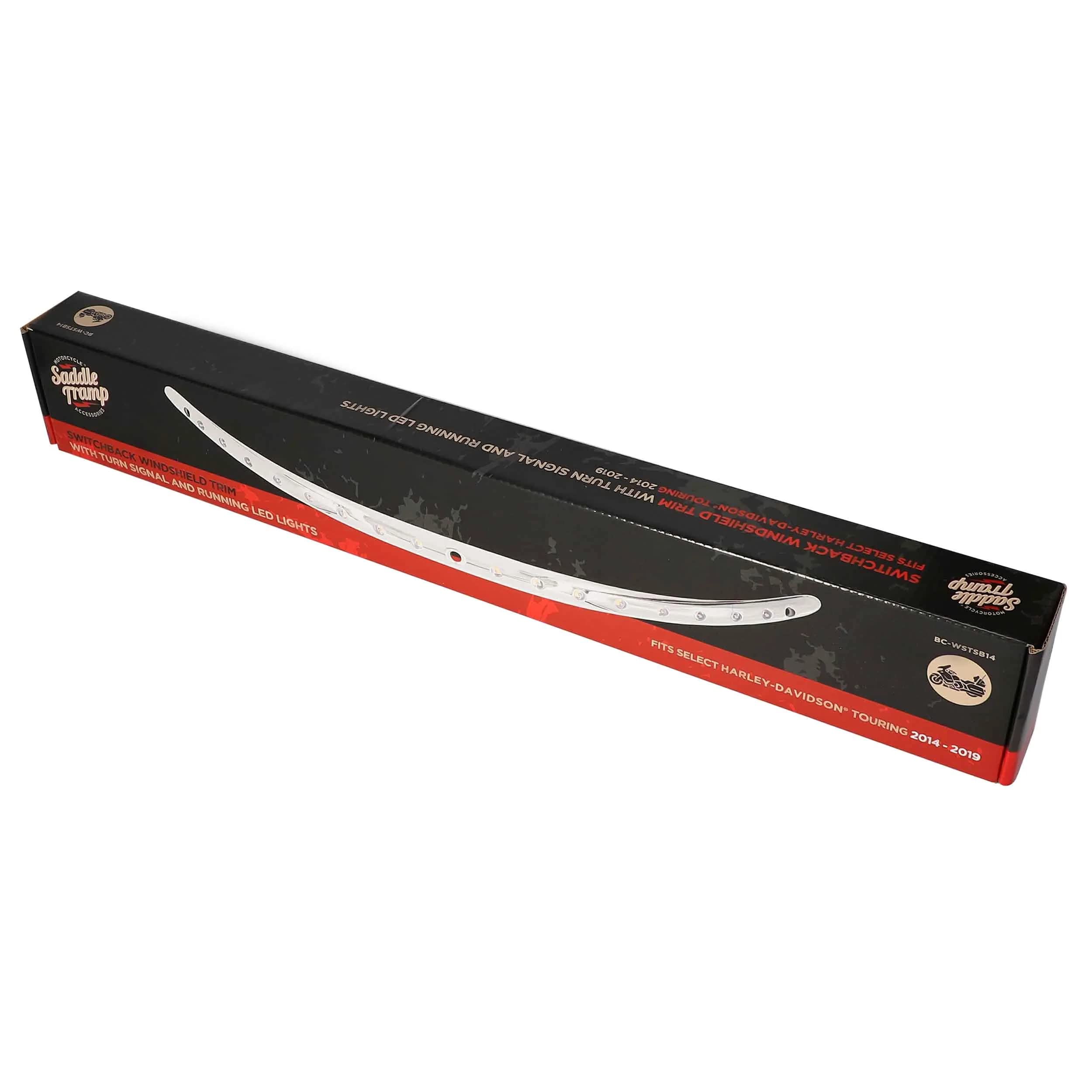 Windshield Trim Saddle Tramp - with Integrated sequential Amber Turn Signals, LED Turn Signals (BC-WSTSB14)