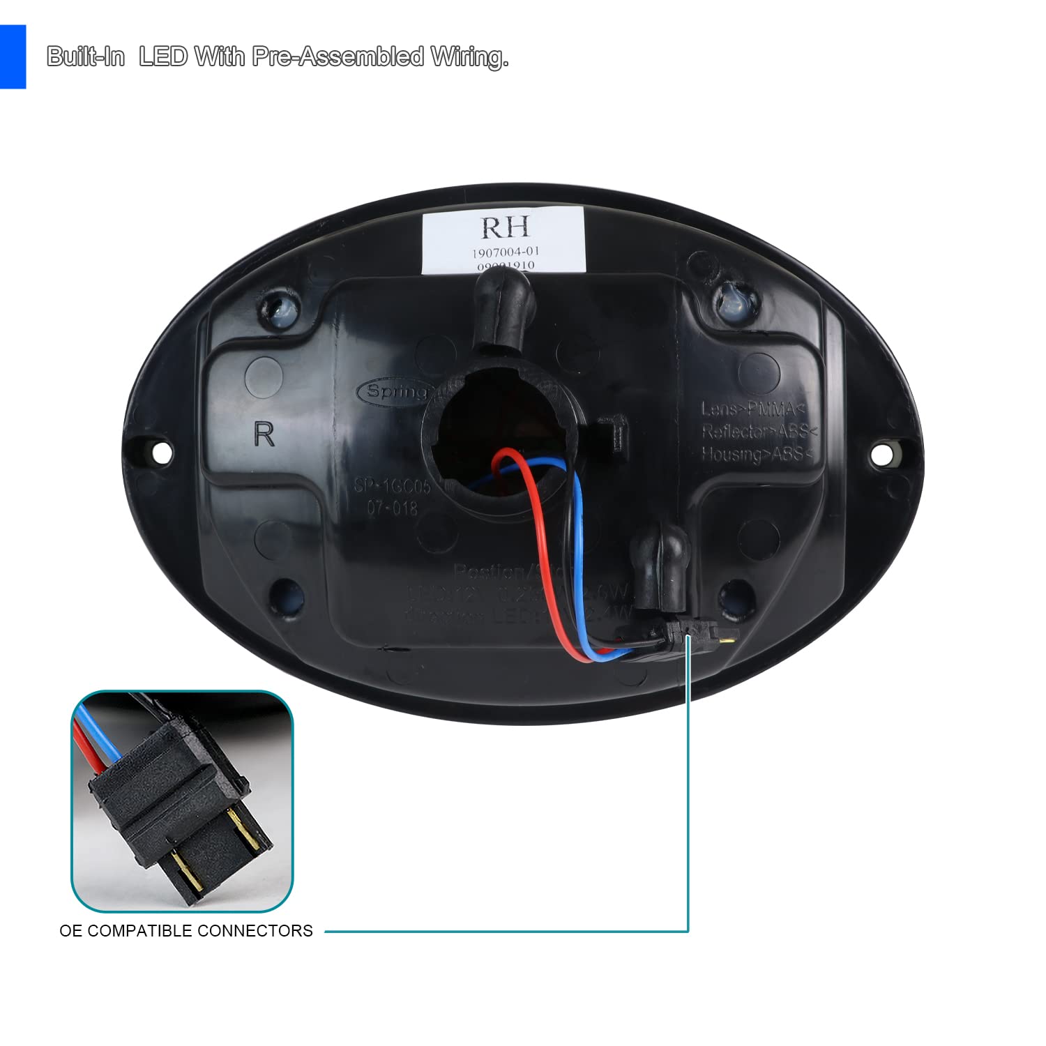 Spec-D Tuning Clear Lens Black Housing LED Tail Lights Compatible with 1997-2004 Chevy Corvette Left + Right Pair Assembly