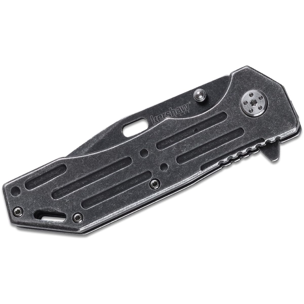 Kershaw Lifter (1302BW); Pocket Knife Tactical Tanto with 3.5 Inch 4Cr14 Steel Blackwashed Blade with Stainless Steel Blackwash Handle, SpeedSafe Assisted Opening and Deep-Carry Pocketclip; 3.2 OZ.
