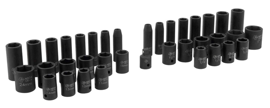 M796 Performance Tool 36-Piece Socket Set - Drop Forged Chrome Vanadium Steel with SAE & Metric Deep and Standard Sizes in Storage Case