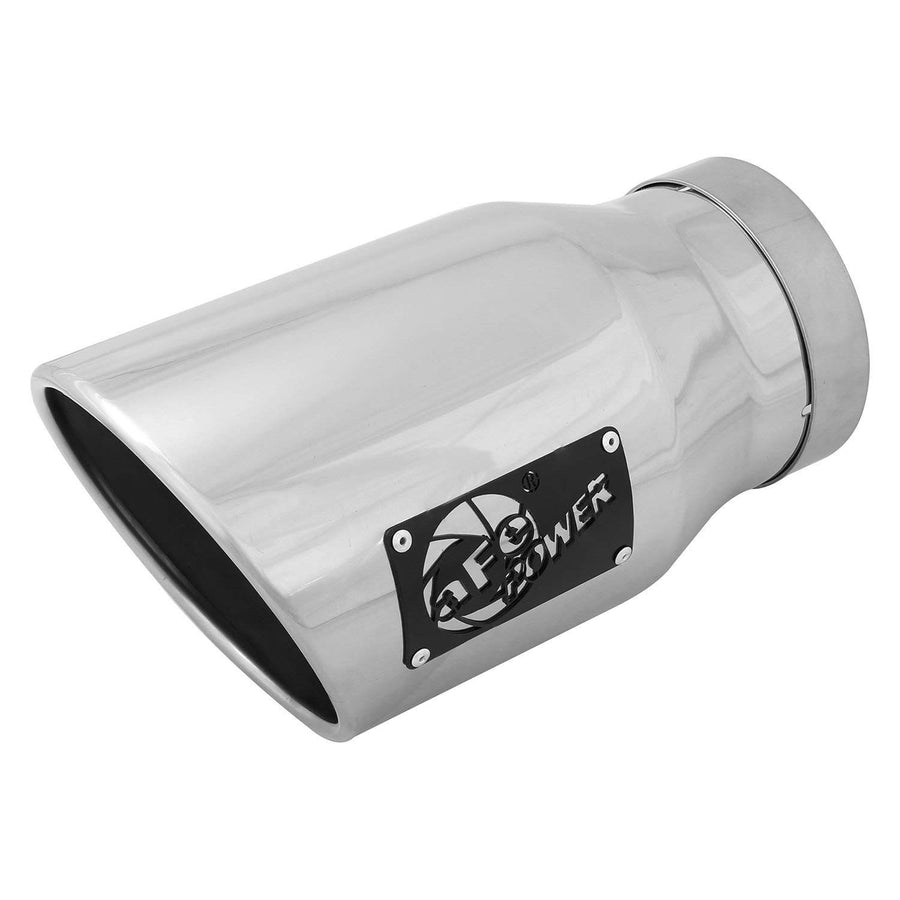 5" Inlet aFe Power 49T50702-P12 x 7" Outlet x 12" Length Polished Stainless Steel Bolt-On Diesel Exhaust Tip