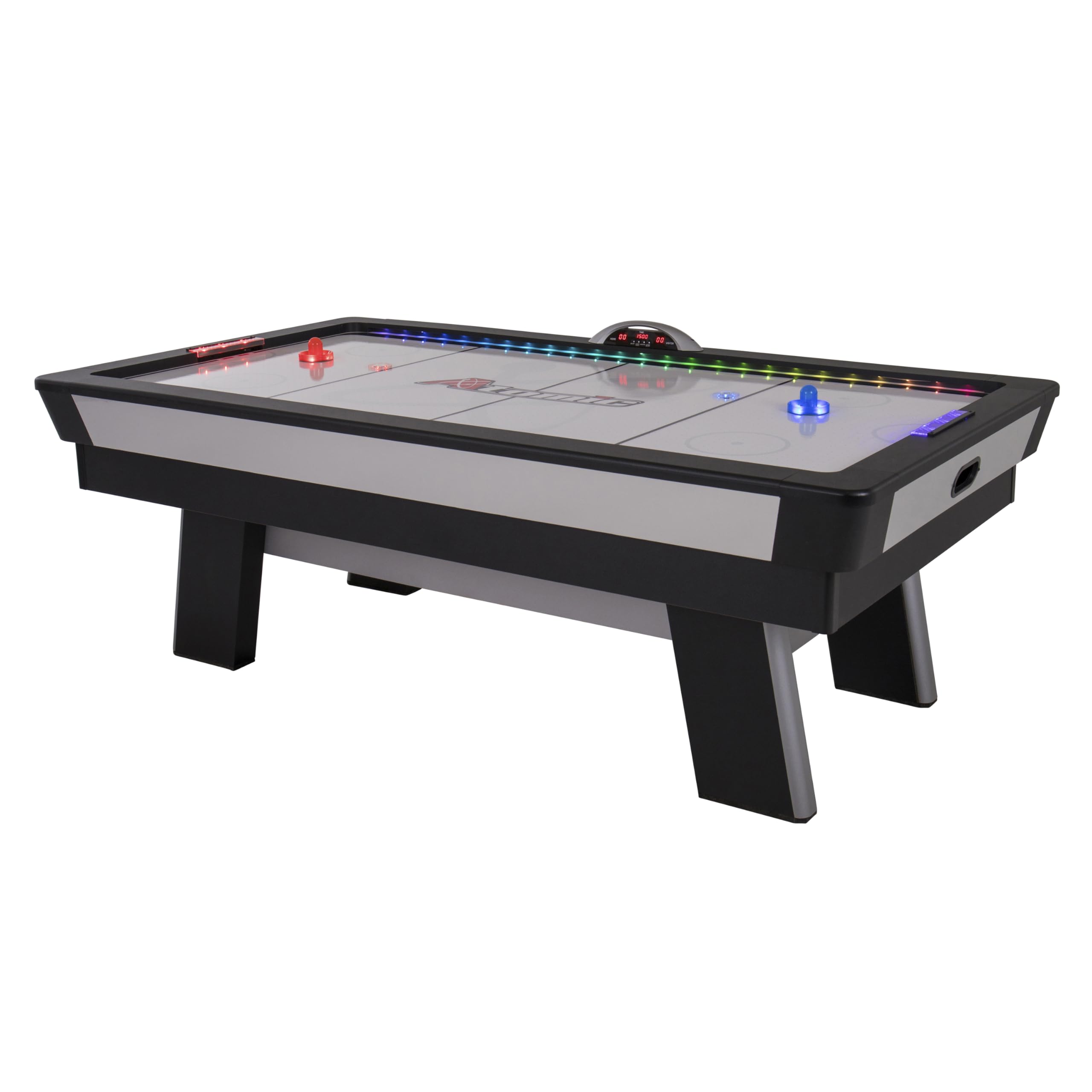 Top Shelf Atomic 7.5’ Air Hockey Table with 120V Motor for Maximum Air Flow, High-Speed PVC Playing Surface for Arcade-Style Play and Multicolor LED Lumen-X Technology to Illuminate Play