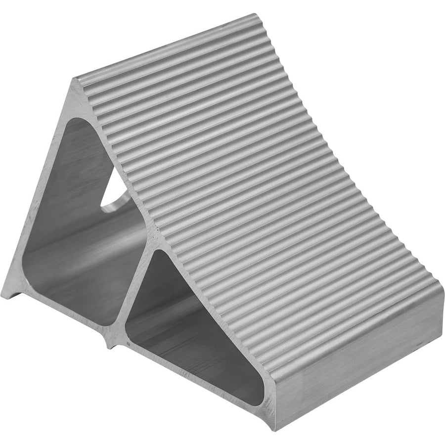 Aluminum Wheel Chock Buyers Products WC7118A with Ribbed Slope, 6 x 8.75 x 5.86 Inch, Added Security for Chocking Semi-Trailers and Trucks, Ideal for Snow and Ice Conditions