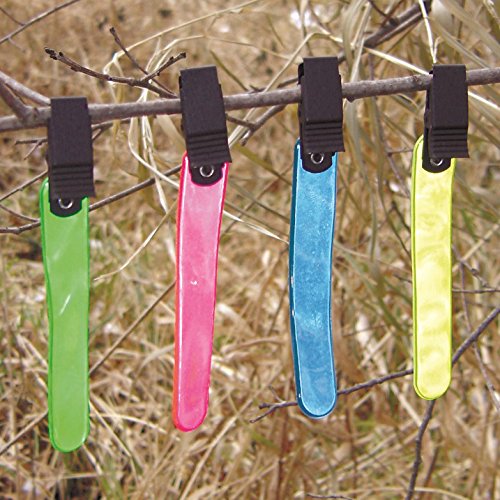 HME Weather-Resistant Highly Reflective Vinyl Multi-Color Archery Shooting Hunting Yardage Marker with Heavy-Duty Metal Clip - Pack of Four